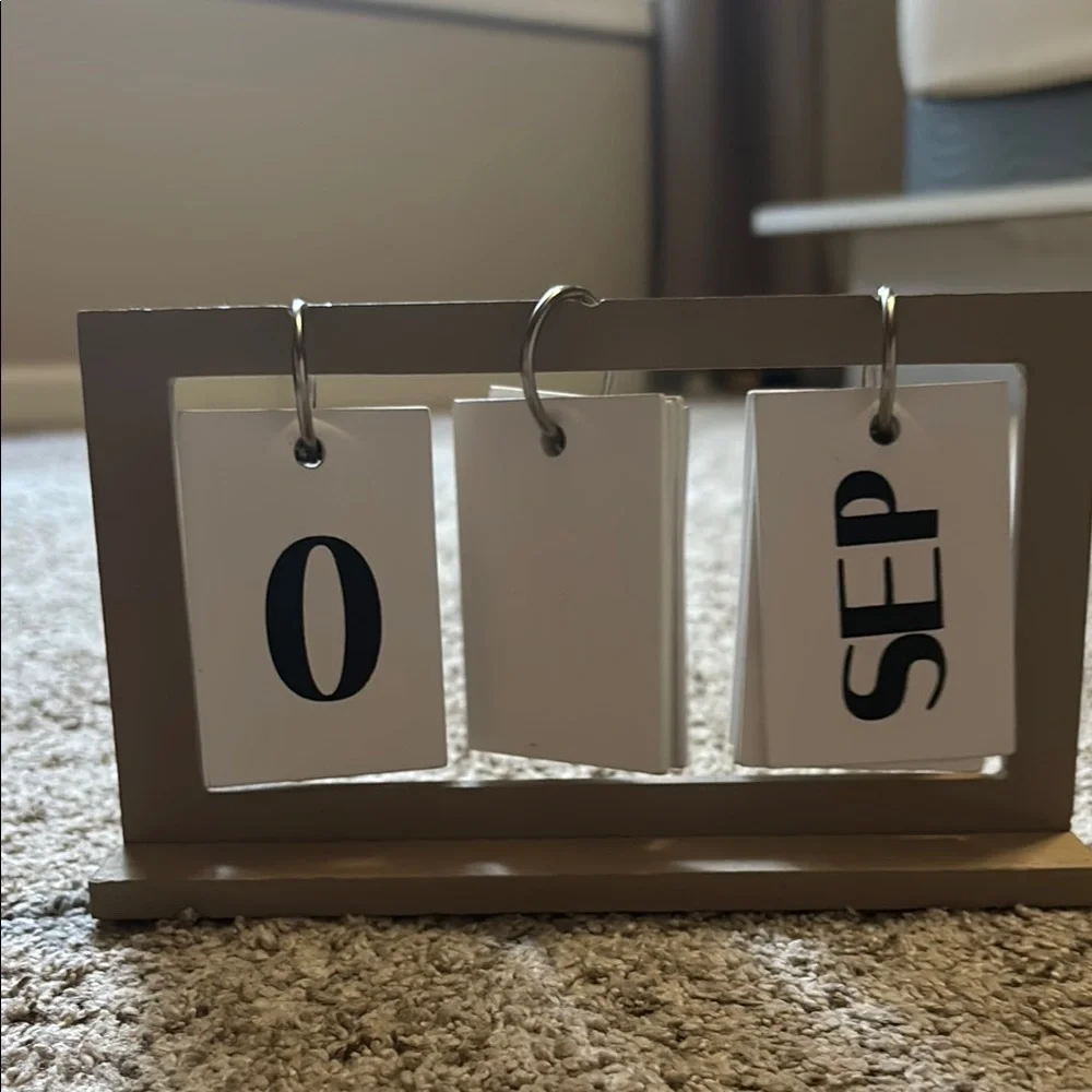 Wooden Perpetual Calendar - Beige and White
